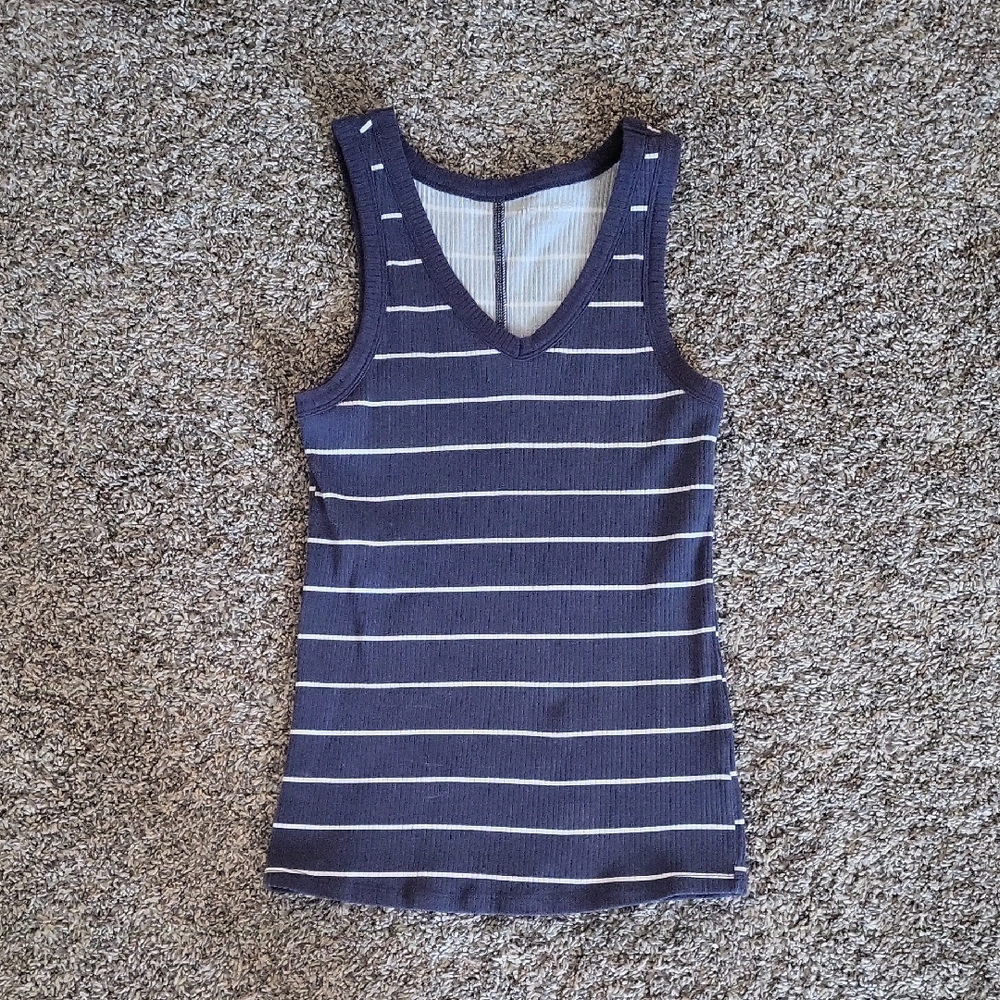 Striped Navy and White Women's Tank Top